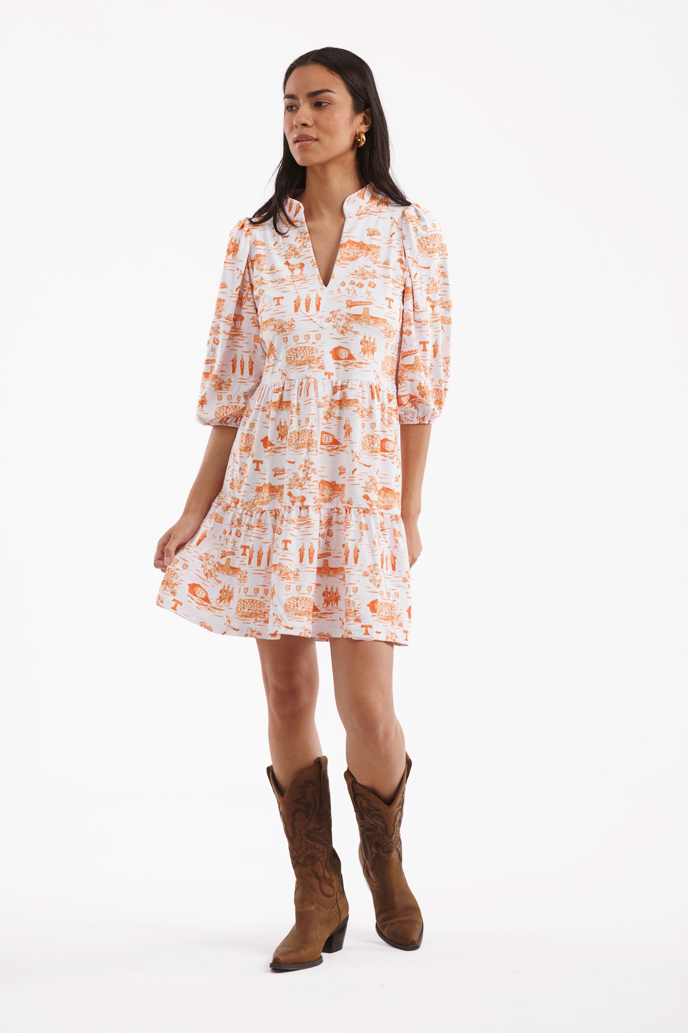 Women's Smith & Quinn White/Tennessee Orange Tennessee Volunteers Tailgate Collection Tory Dress Size: Large