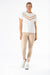 The Bodie T-Shirt - White with Camel Stripe
