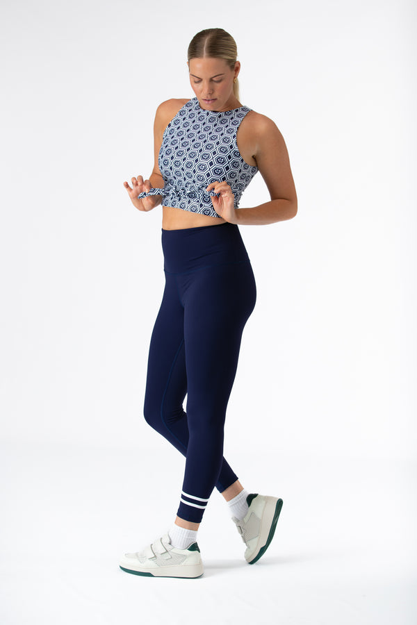 Fleur, Khaki and navy blue chakra sports leggings Waist S Colour Chakra  kaki et bleu marine