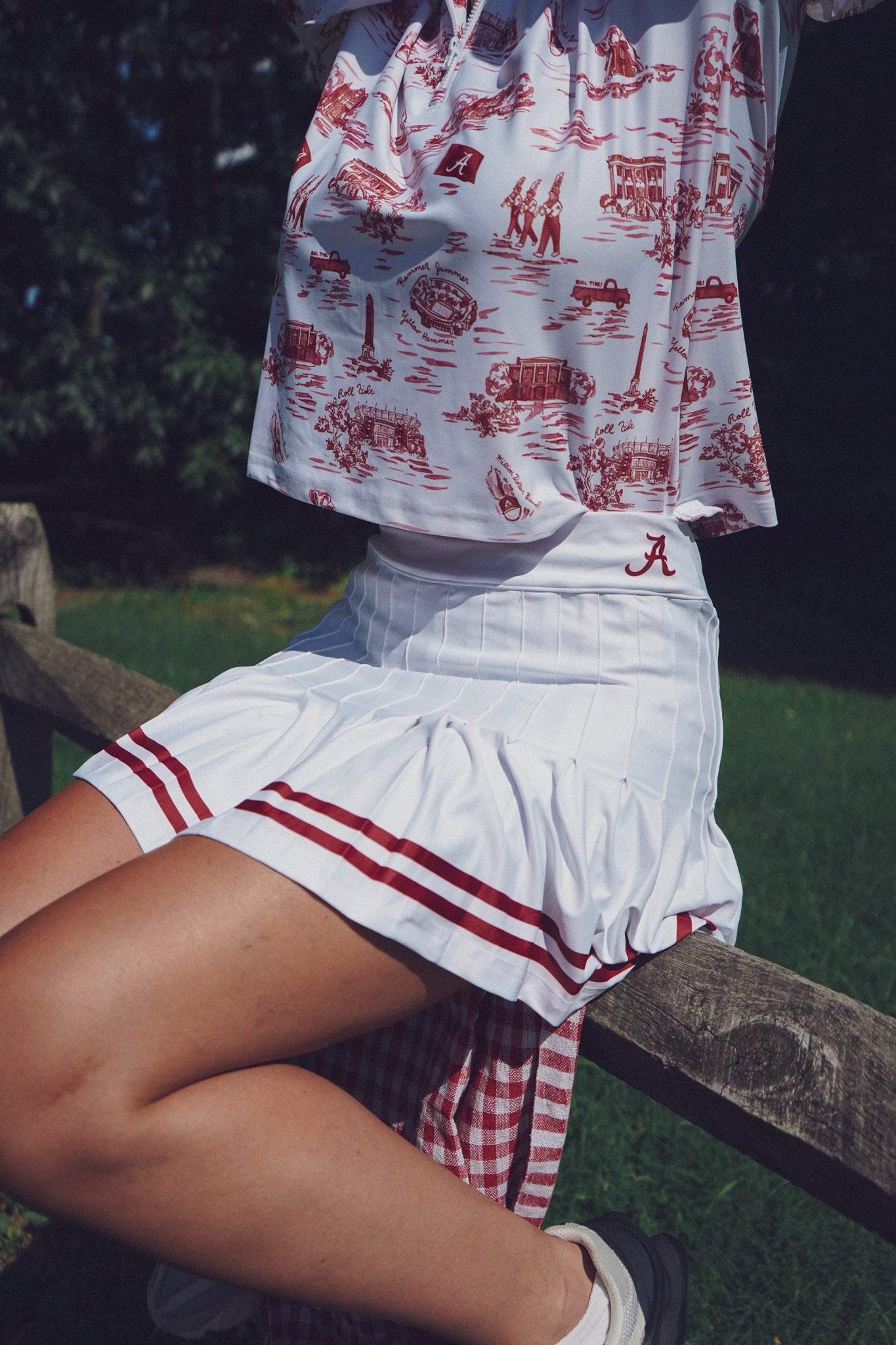 Tailgate Collection Gwen Skort - White with Alabama Crimson