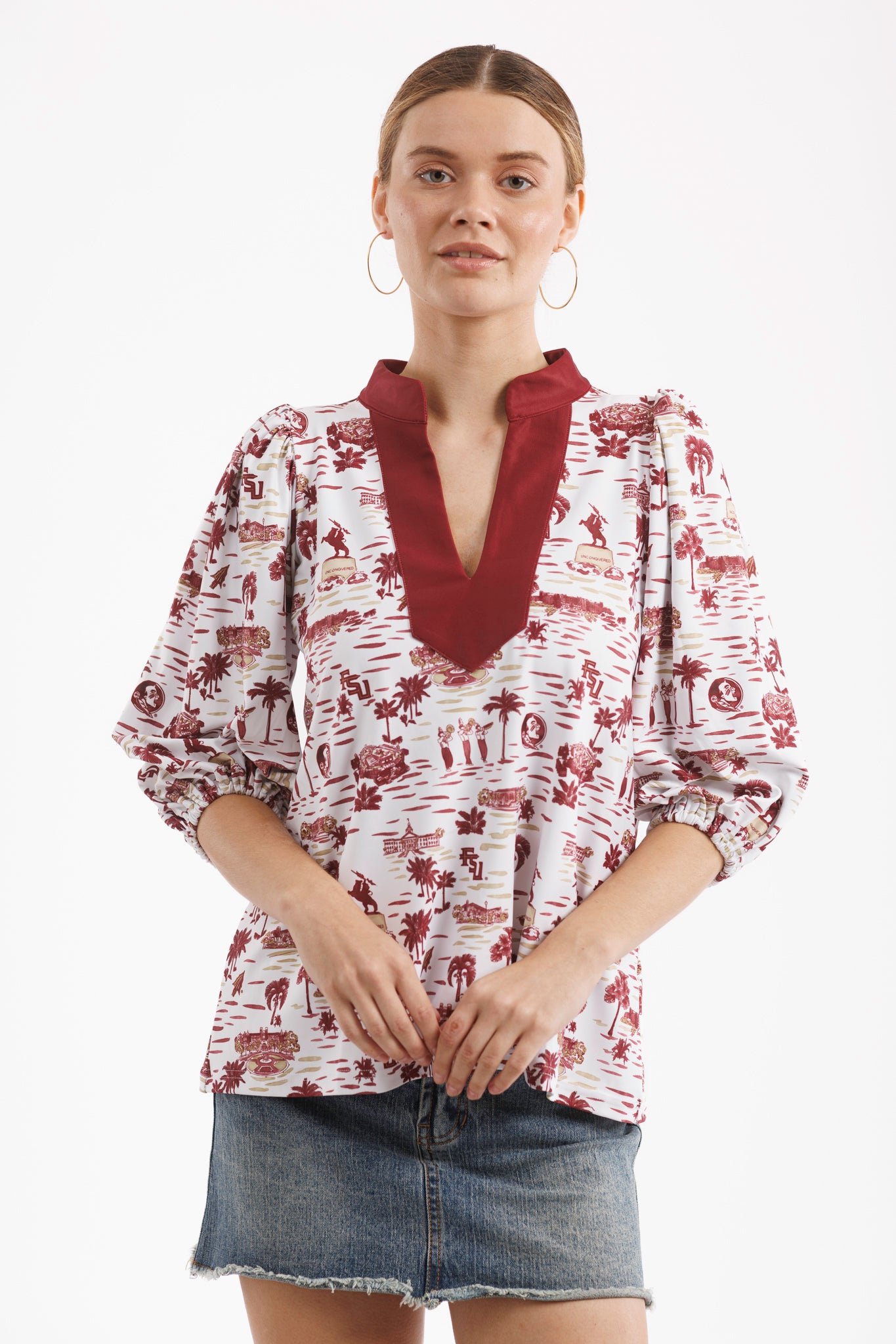 Tailgate Collection Eliza Top - Florida State Toile