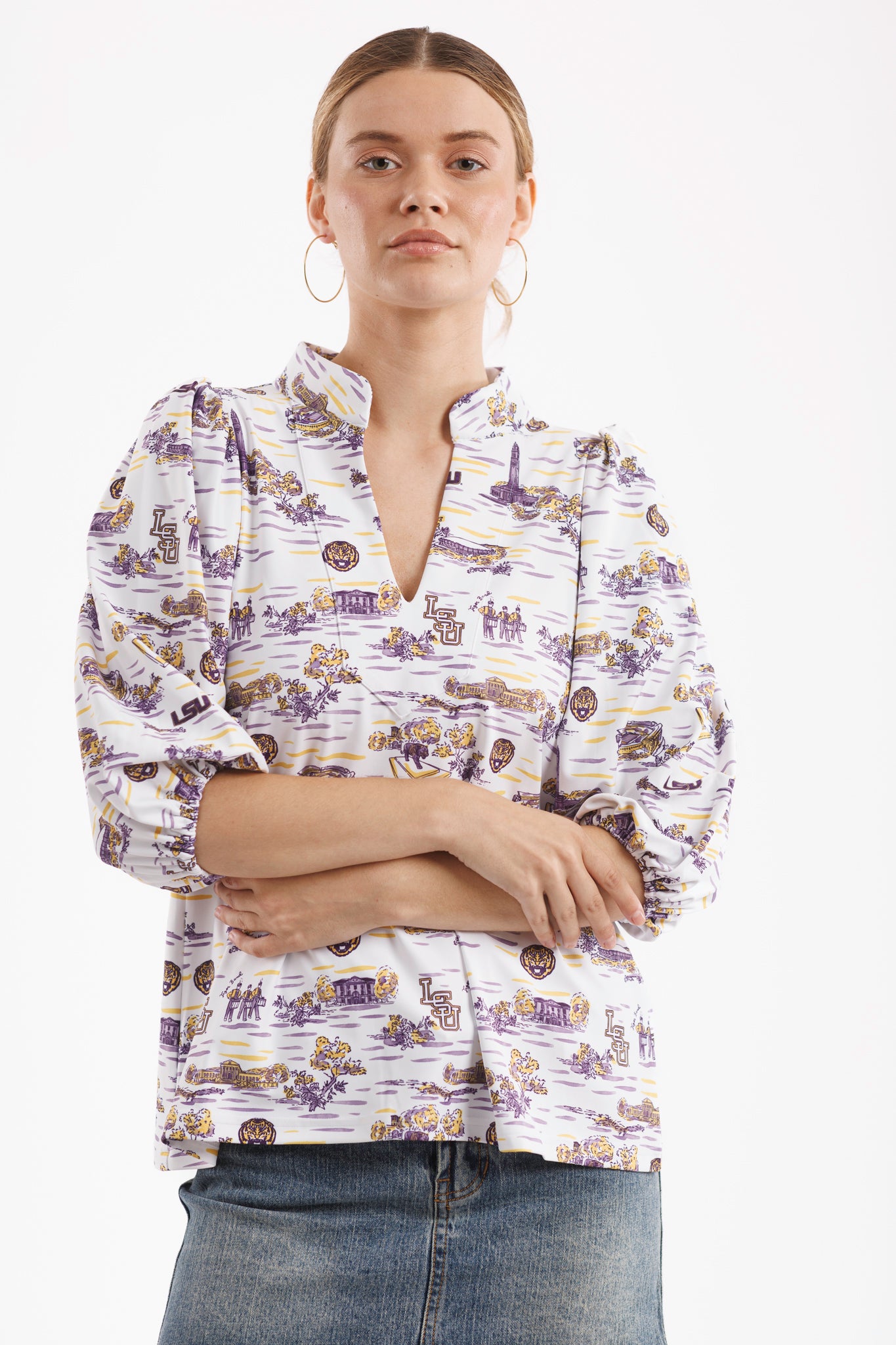 Tailgate Collection Eliza Top - LSU Toile