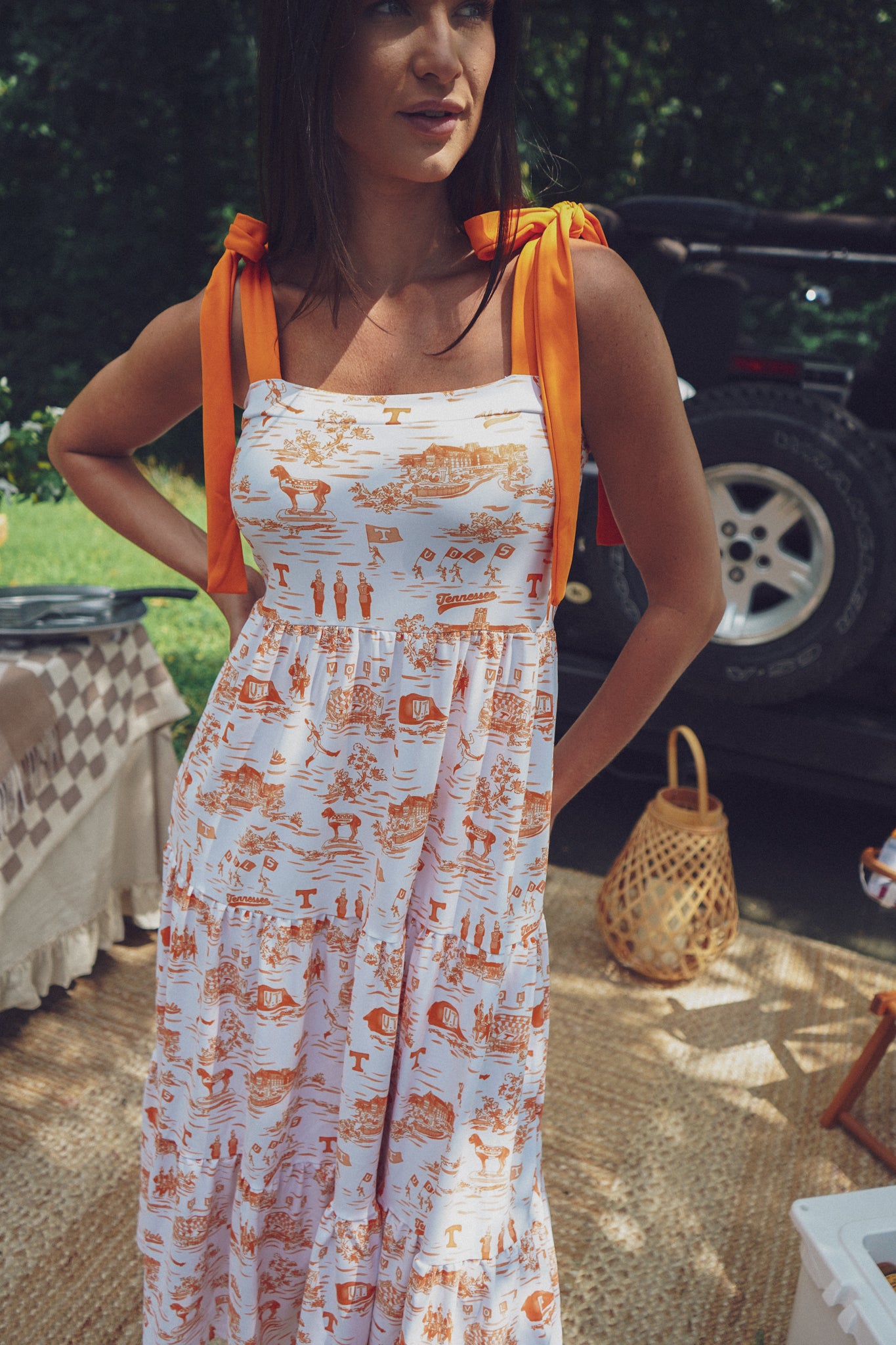 Tailgate Collection Sage Dress - Tennessee Toile