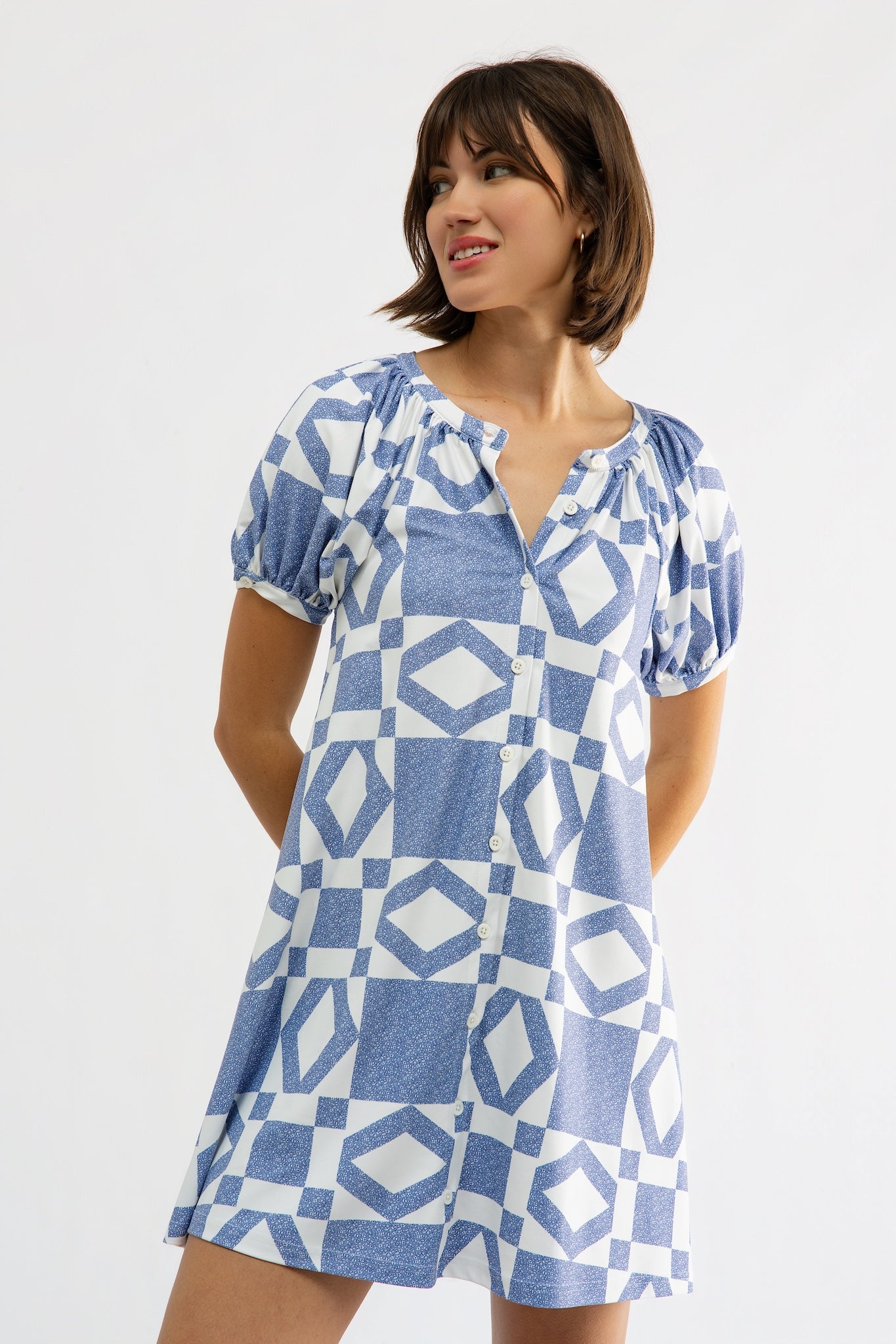 blue patch dress Blue Floral Patchwork Midi Dress Moda Boutique