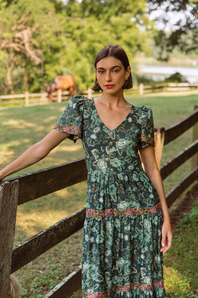 spring dresses near me Smith & Quinn | The Agatha Dress in Rosemary Meadow Multi | Women's Size L | Luxury Boutique Clothing 33” Waist Sleeve Length:Extra Long - 40.5